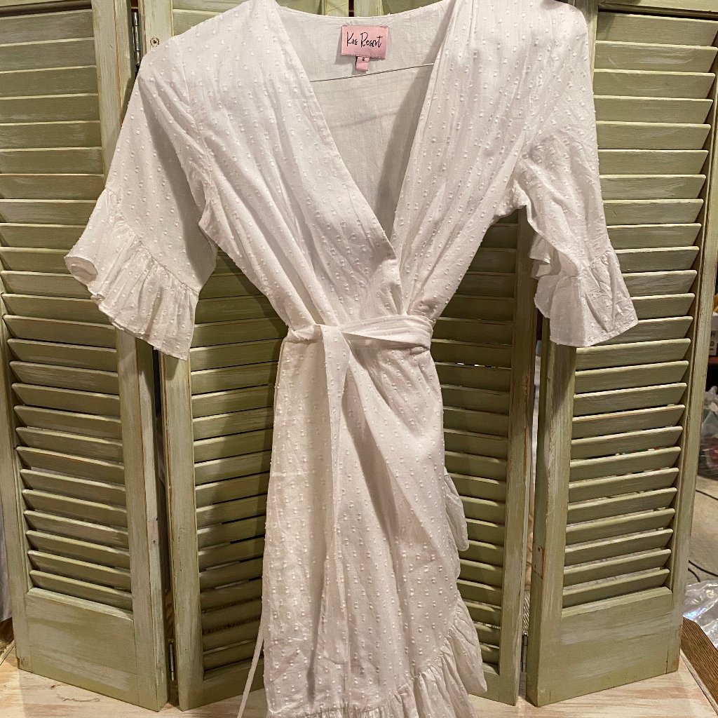Kos Resort Wrap Ruffle Mini Dress - White
